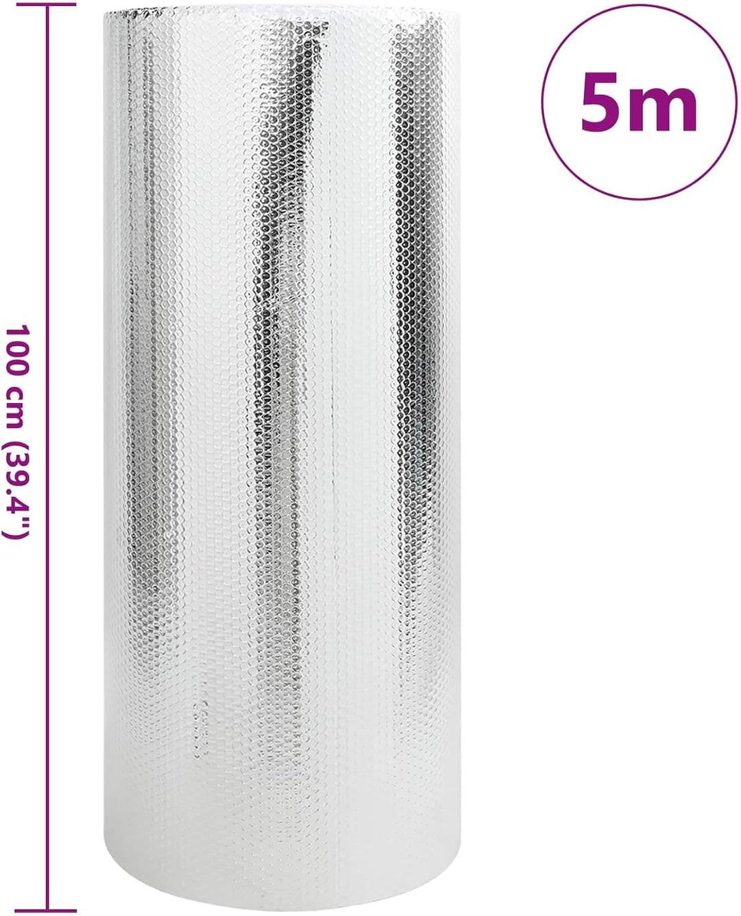 vidaXL Heizkörper-Reflektorfolie Silber 5 x 1 m Polyethylen, Heizkörperreflektor für Wohnzimmer, Rob