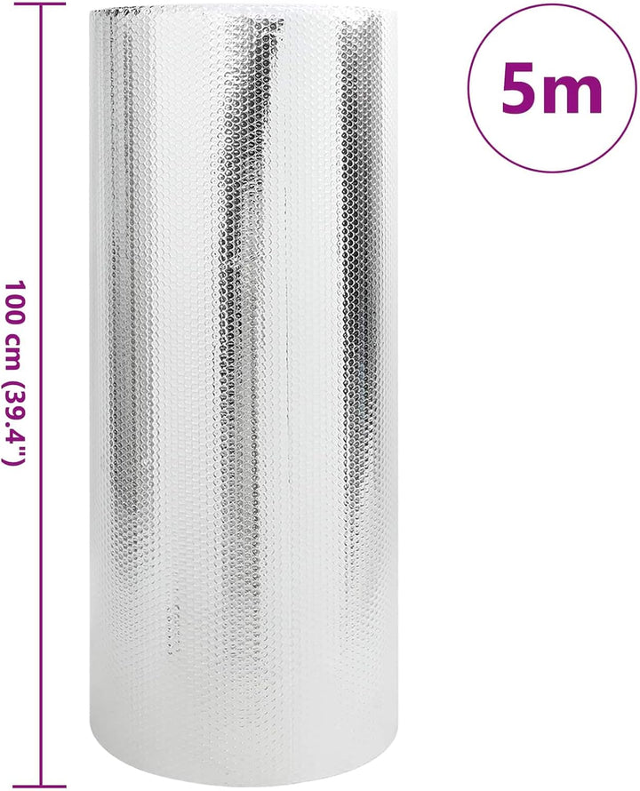 vidaXL Heizkörper-Reflektorfolie Silber 5 x 1 m Polyethylen, Heizkörperreflektor für Wohnzimmer, Rob