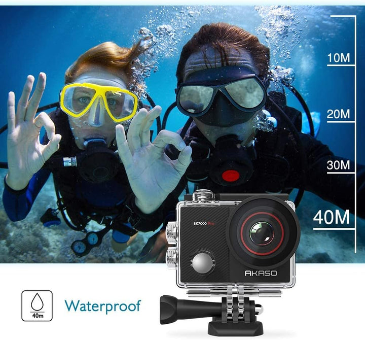 AKASO Action Cam 4K 20MP WiFi 40M Unterwasserkamera Wasserdicht Ultra HD Touchscreen Einstellbar Wei