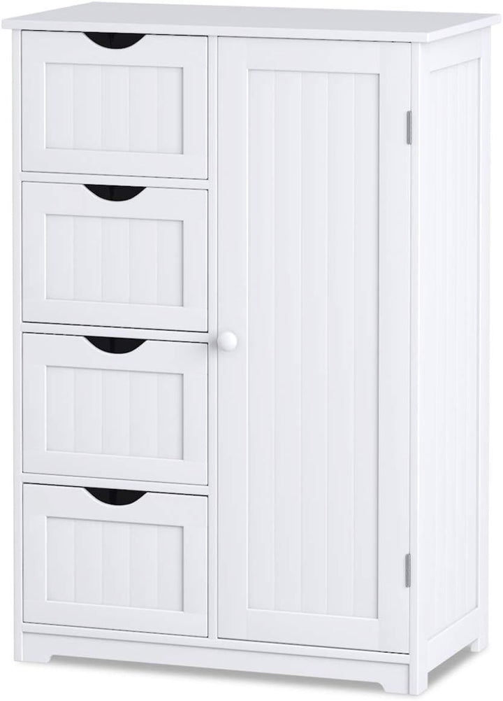 GIANTEX Sideboard Badezimmerschrank, Aufbewahrungsschrank Badschrank aus Holz, Badezimmer Kommode mi