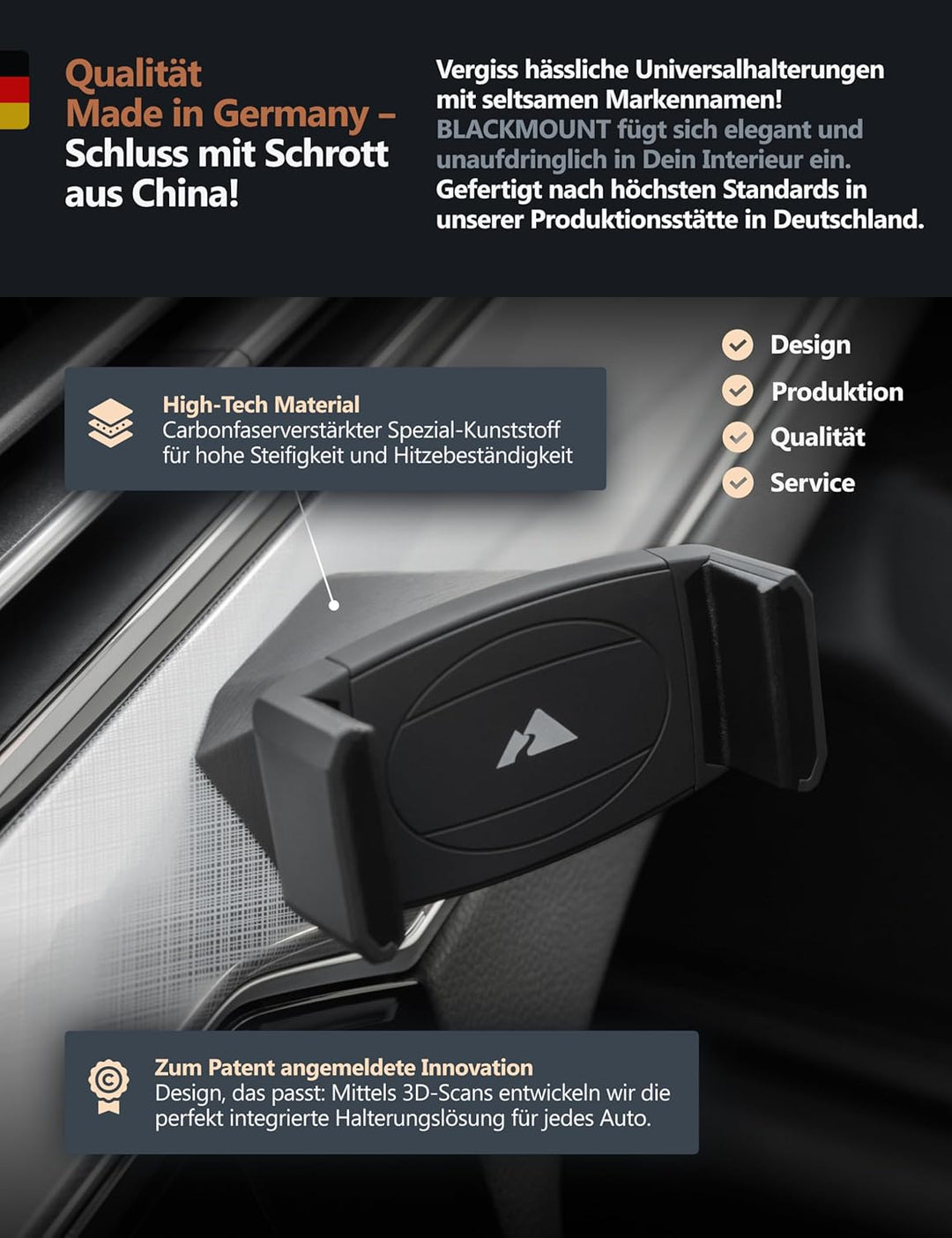 Premium Handyhalterung FÜR VW Passat B8 – Der perfekte Handyhalter speziell für Dein Auto Modell – M