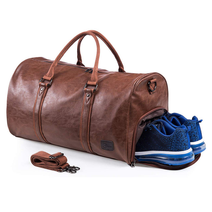 Tragbarer Kleidersack, Herrenkleidersack für Geschäftsreisen, grosse Lederreisetasche mit Schuhfach