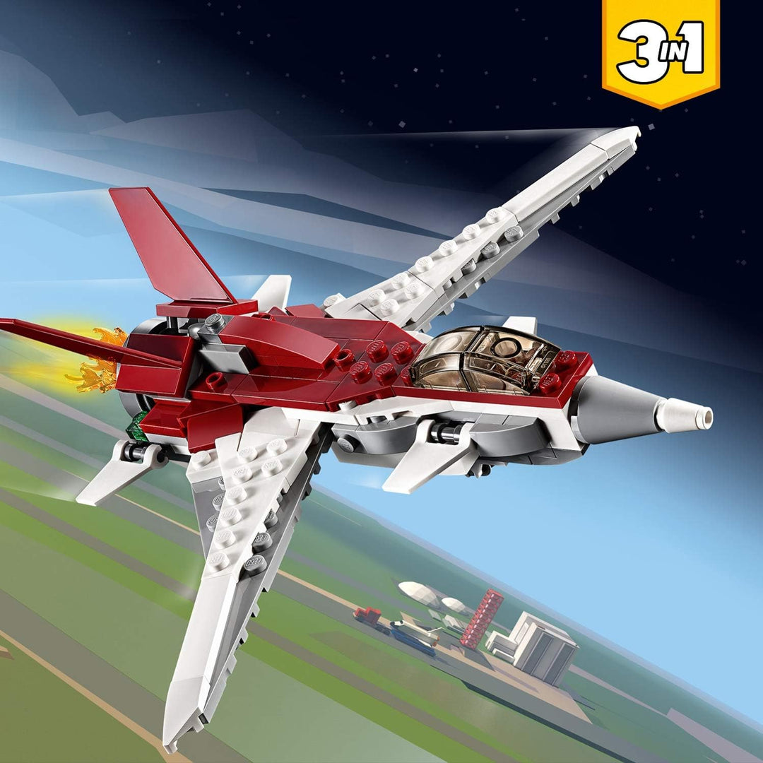 LEGO 31086 Creator Flugzeug der Zukunft, Raumschiff der Zukunft oder Roboter der Zukunft, 3-in-1 Bau
