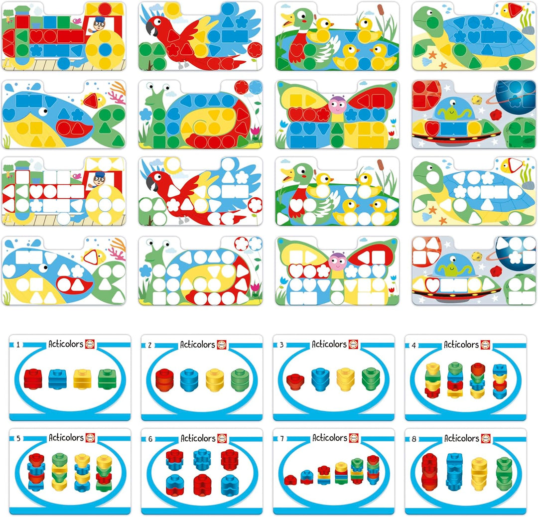 Educa - Acticolors | Kinderspiel zum Stapeln Farbiger Chips mit geometrischen Formen. Nestbar, um di