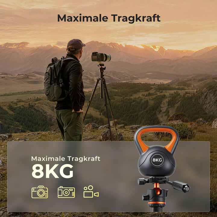 K&F CONCEPT 182CM Stativ Kamera mit Griff und Neigungsbegrenzer, Kamerastativ aus Aluminium Tripod f