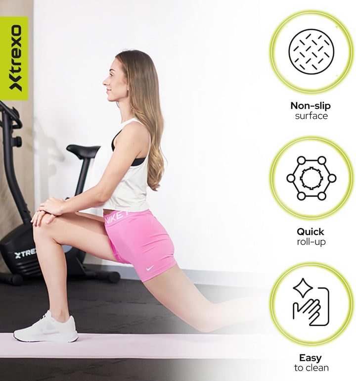 TREXO 6 mm dicke Gymnastikmatte, Masse 183x61 cm Fitnessmatte mit rutschfester Oberfläche Aus TPE he