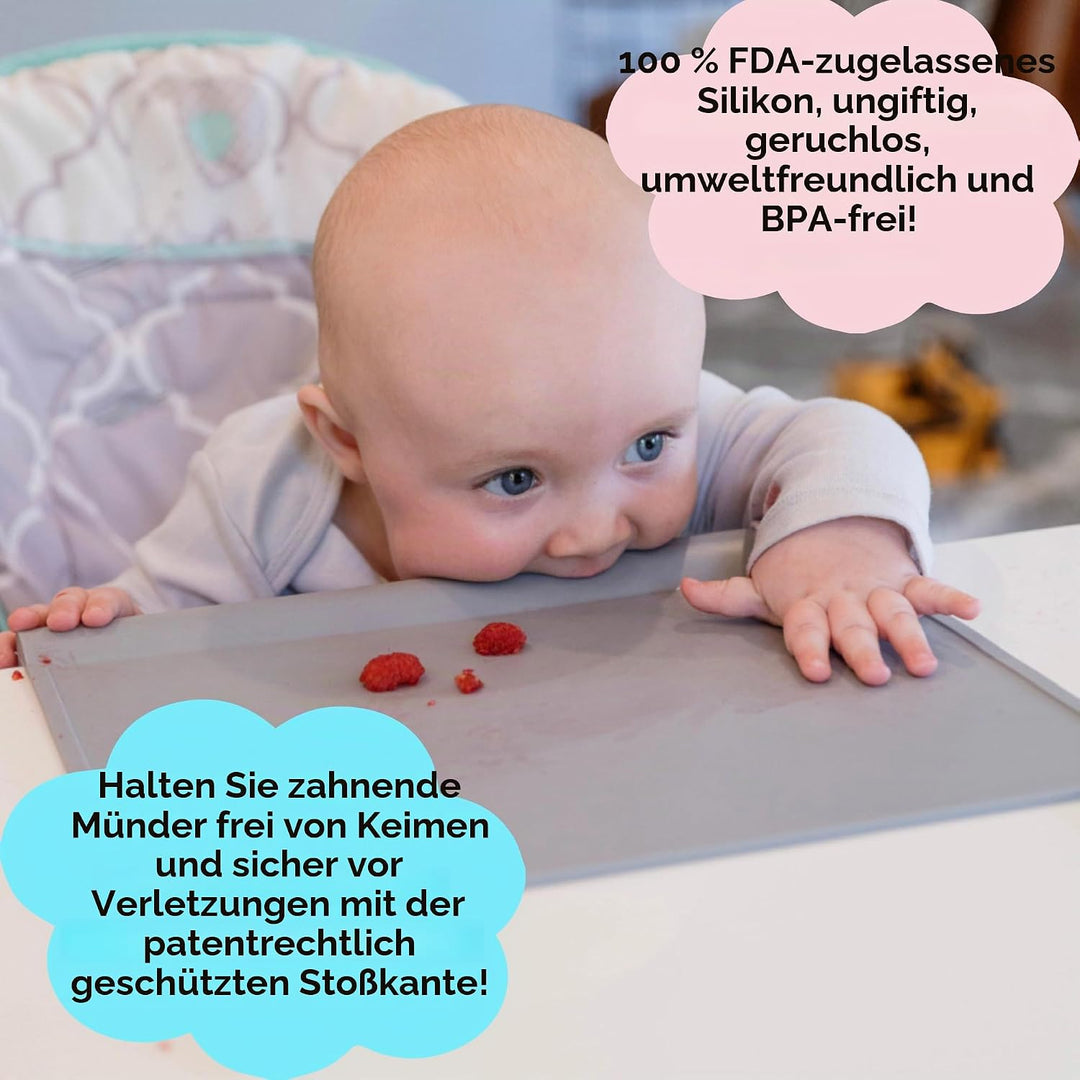 The Table Tyke Tischset aus 100 % Silikon mit Zahnenrand, Stossstange/Verschüttungsstopper, spülmasc