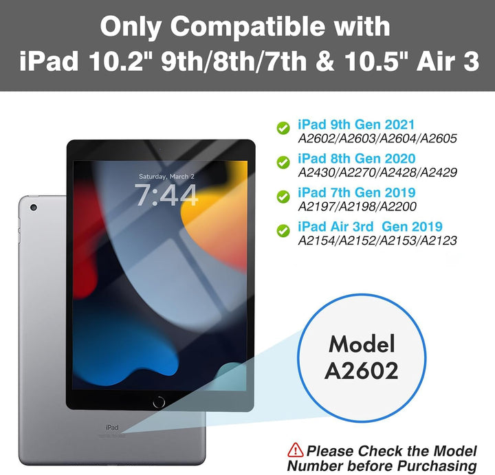 Hülle mit Tastatur für iPad 9/8/ 7 Generation 10,2 Zoll, Vergrösserte Anti-Falloff Tastenkappen Tast