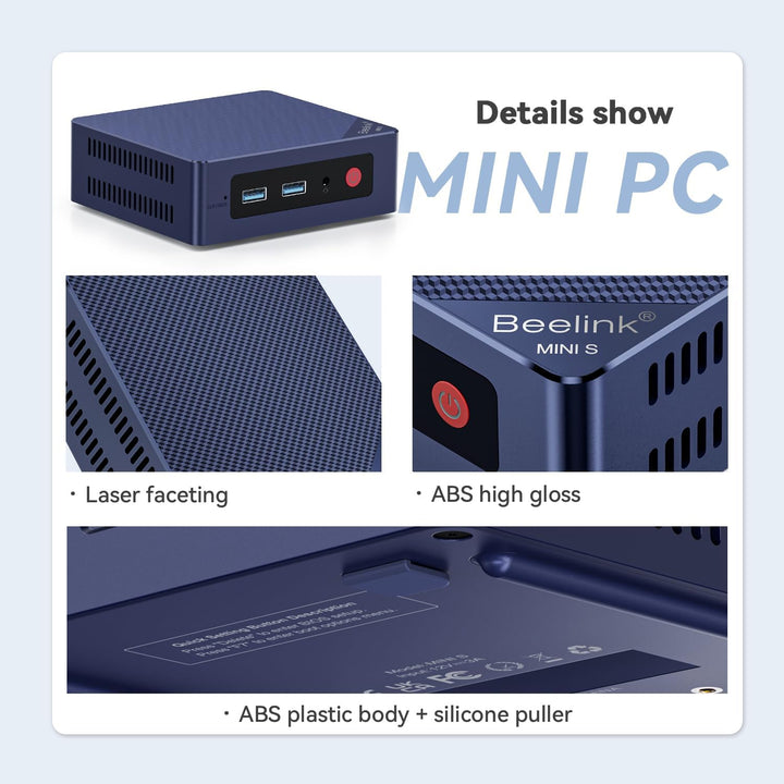Beelink Mini PC, 12. Gen Intel Alder Lake-N95 Prozessor (bis zu 3.40GHz), MINI-S12 Wi-11 Pro Compute