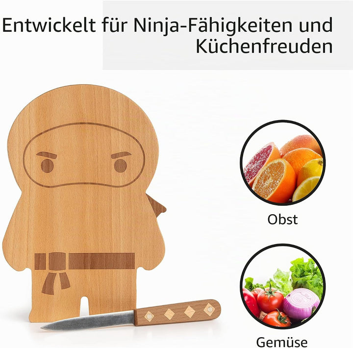 OTOTO – Ninja Board – Kleines Schneidebrett und Messer Set – Küchengeschenk zum Schneiden von Obst u