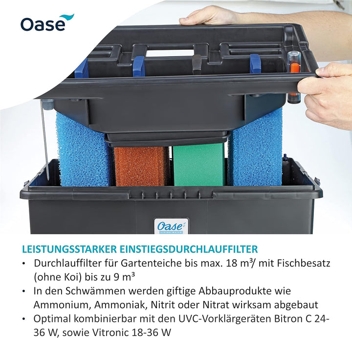 OASE 56776 BioSmart 18000, 5.500 l/h - Durchlauffilter, Gartenteichfilter, für Teiche bis 18 m³, Fil