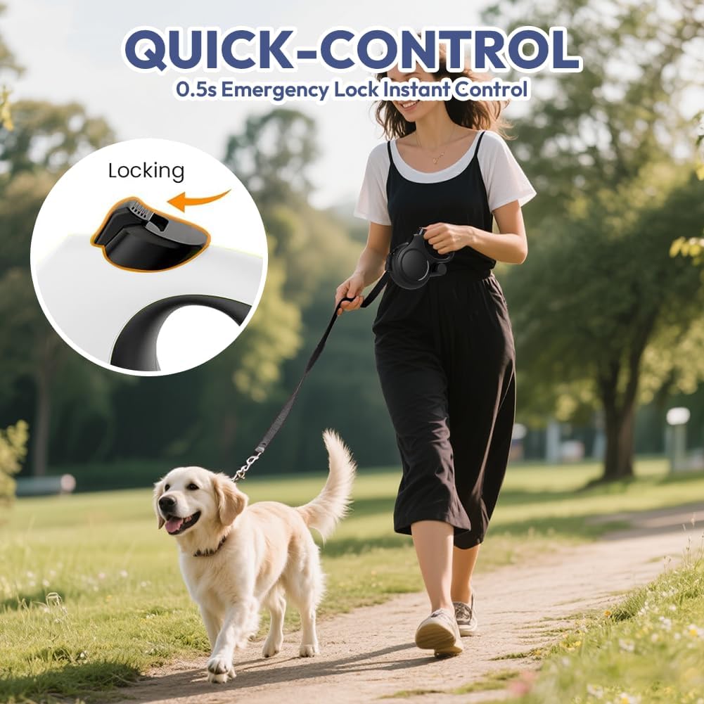 Hundeleine 8m, Einziehbare Hundeleine, Rollleine für Hunde, Rollleine mit Kotbeutelhalter, mit Bissf