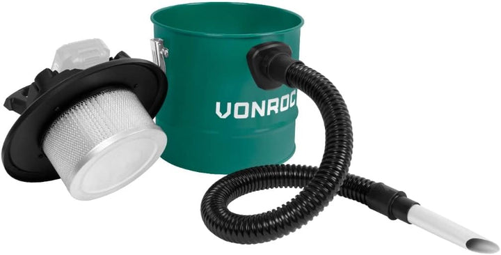 VONROC Akku-Aschesauger VPower 20V - 12L Tank - HEPA Filter - exkl. Akku und Schnellladegerät Ohne A