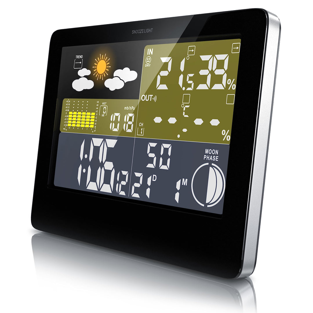CSL - Funk Wetterstation mit Farbdisplay - inkl. Aussensensor - DCF Empfangssignal Funkuhr - Innen-