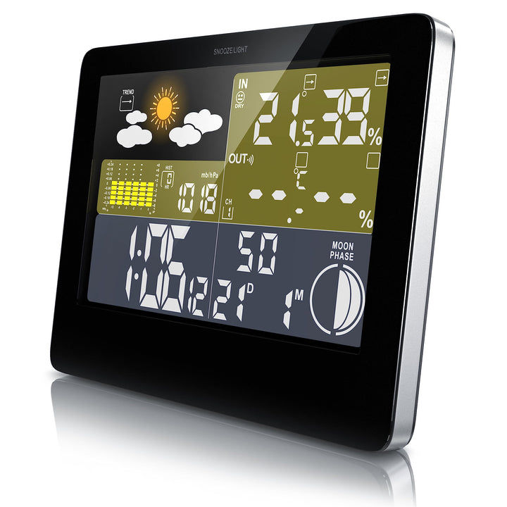 CSL - Funk Wetterstation mit Farbdisplay - inkl. Aussensensor - DCF Empfangssignal Funkuhr - Innen-