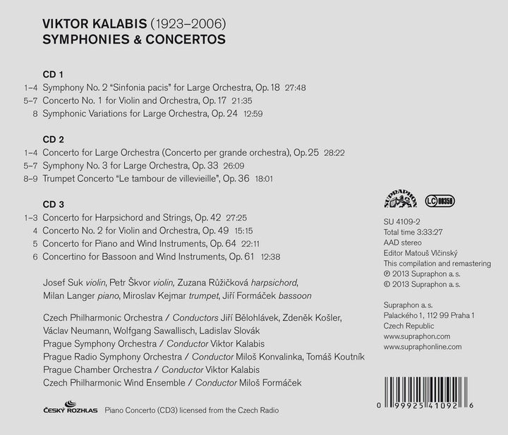 Viktor Kalabis: Sinfonien und Konzerte, Audio-CD