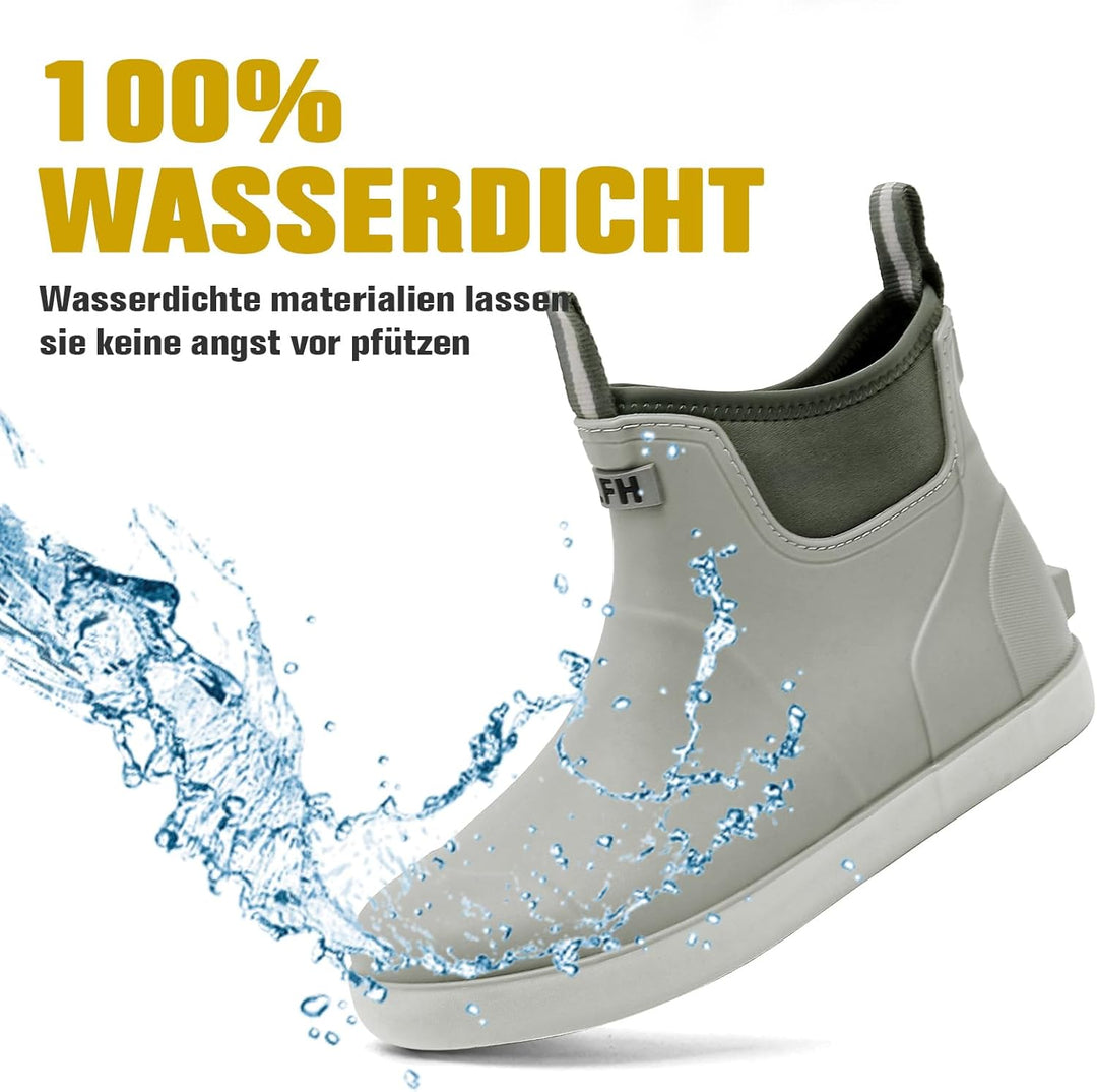 Rumkok Gummistiefel Herren Halbhoch, Grundlegend Wasserdicht Atmungsaktiv Stiefeletten, Anti-Rutsch