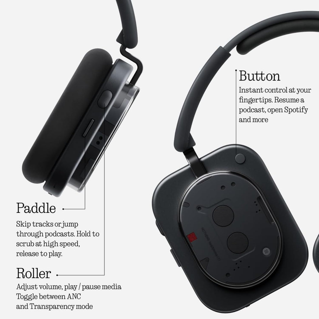 Nothing Headphone (1) Kabellose Over-Ear Kopfhörer mit ANC, bis zu 80h Akkulaufzeit, Hi-Res, Raumkla
