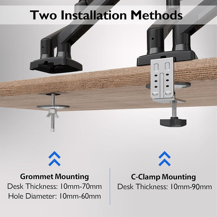 BONTEC Monitor Halterung 2 Monitore für 13-32 Zoll Bildschirme, Ergonomischer Gasfederarmständer Häl