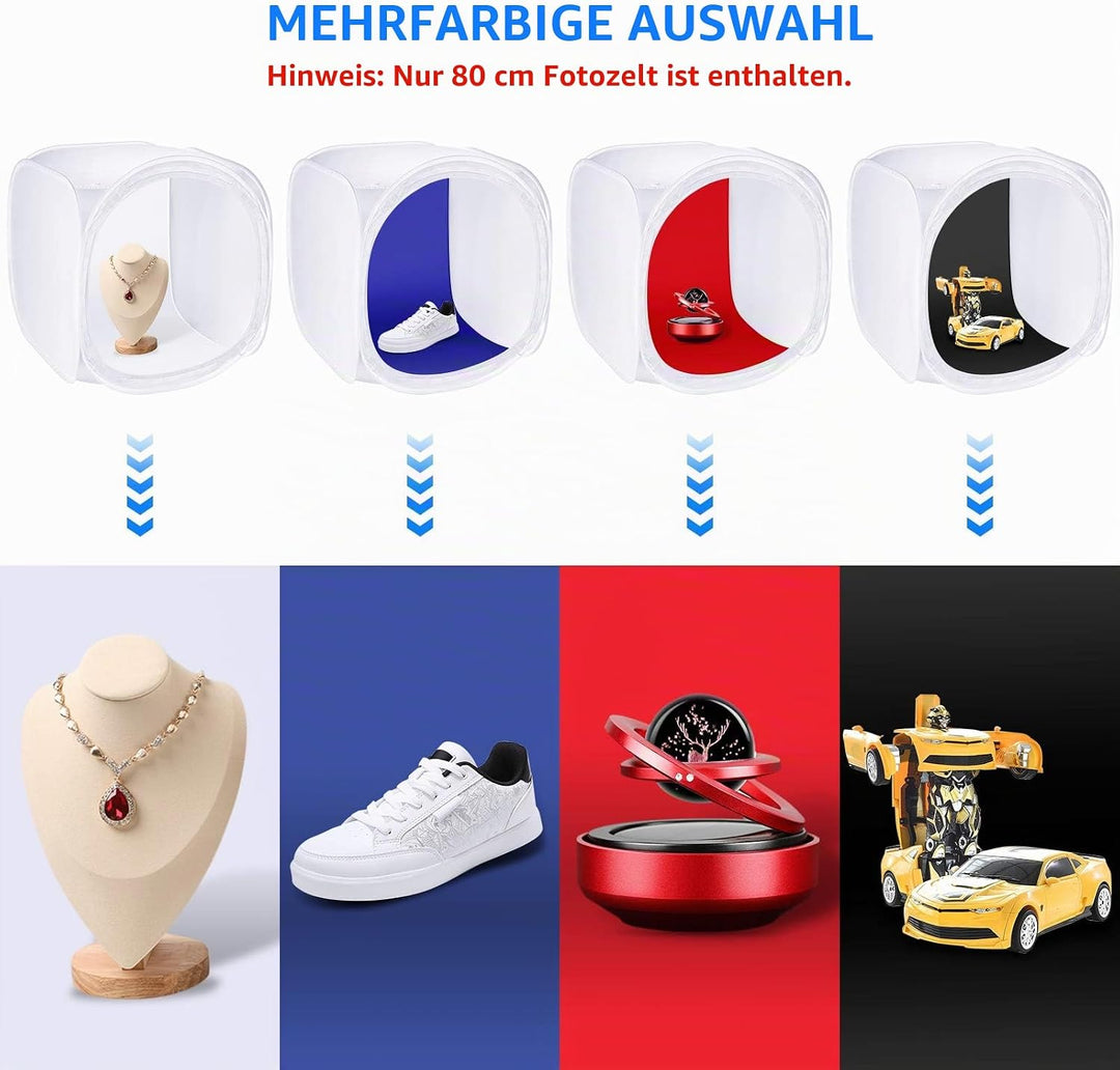 NEEWER 24x24 Zoll/ 60x60cm Fotostudio Aufnahme Zelt Lichtwürfel Diffusions Soft Box Set mit 4 Farben
