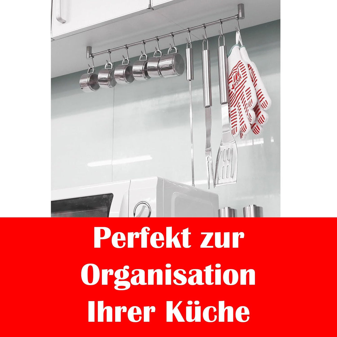 Schürberg Hakenleiste 5 Haken - 36cm Länge Küchenschiene Kleiderhaken Hängeleiste Tassenhalter Küche