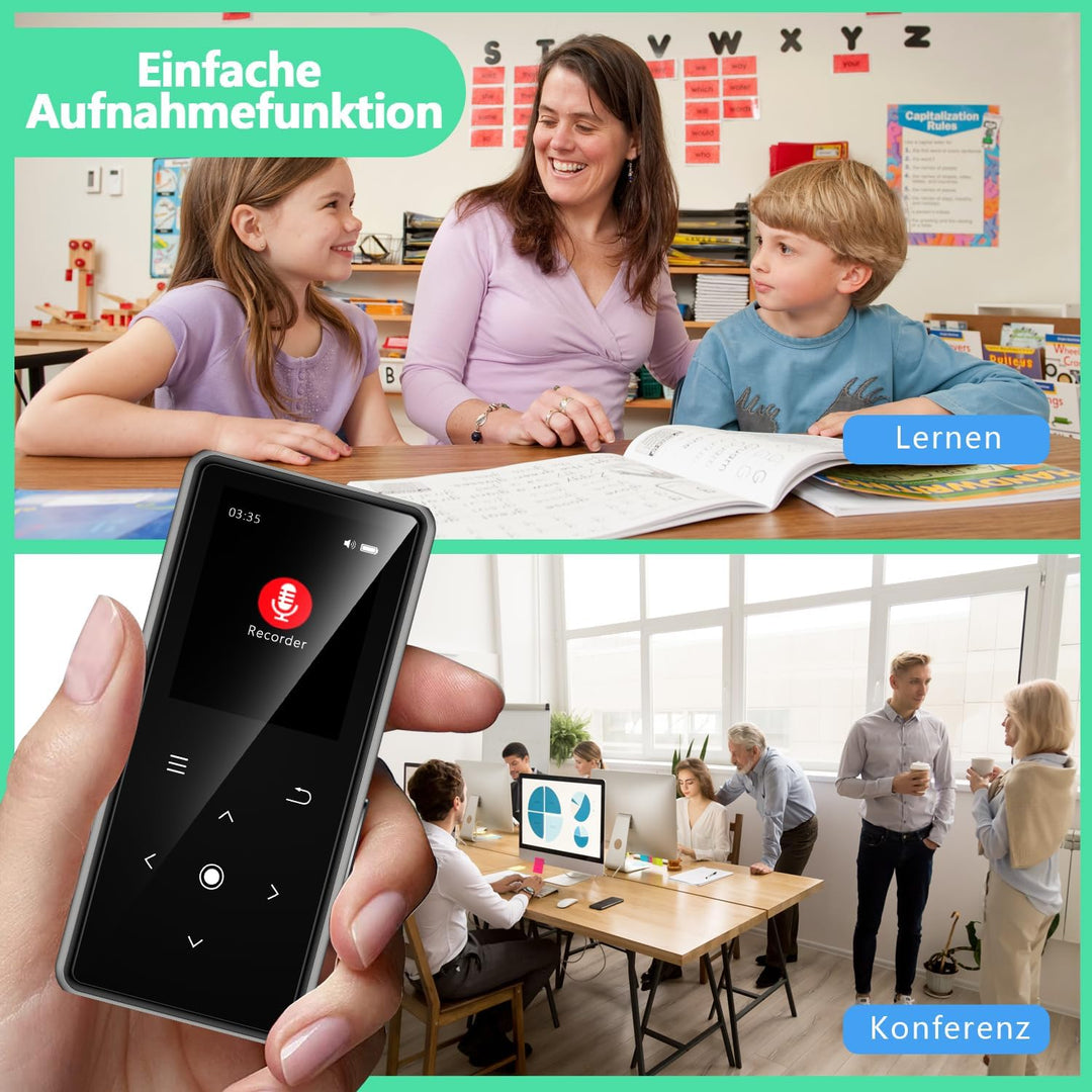 128GB MP3 Player with Bluetooth 5.2, AiMoonsa Music Player with Built-in HD Speaker, FM Radio, Voice