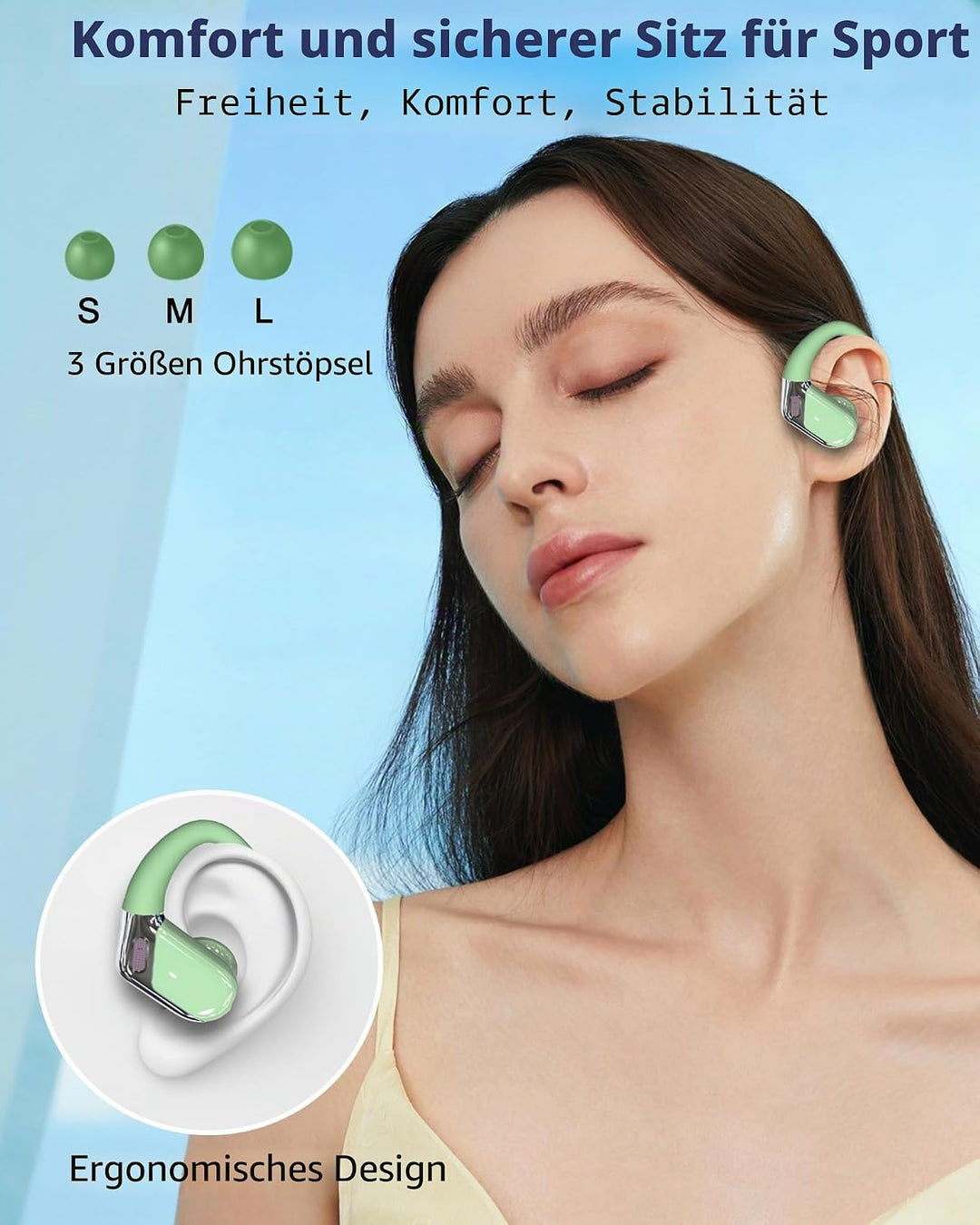 Rolosar 2026 Bluetooth Kopfhörer, Kopfhörer Kabellos Bluetooth 5.4 Sport In Ear Kopfhörer mit 4 ENC