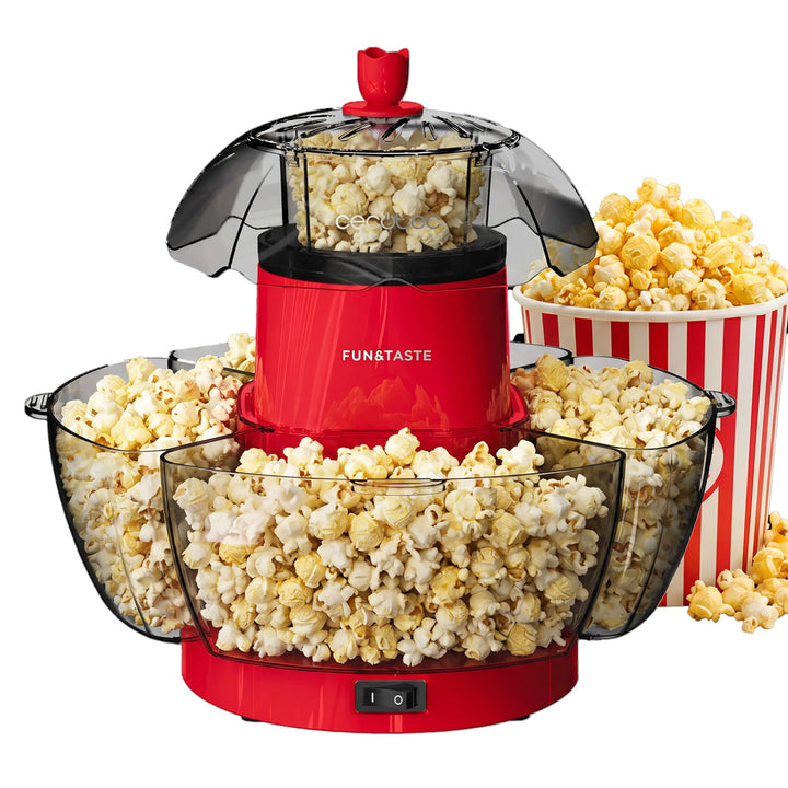 Cecotec Popcornmaschine Fun&Taste P'Corn Lotus+. 1200 W Leistung, Heissluft-System ohne Öl, Fertig i