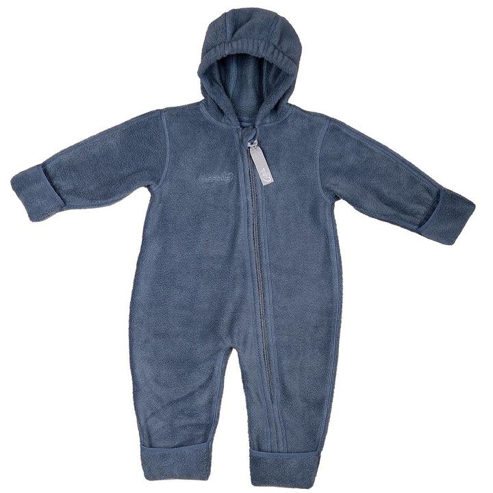 Hoppediz Baby Overall aus Fleece, extra lange Beine - perfekt für die Babytrage, Umschlagbündchen an