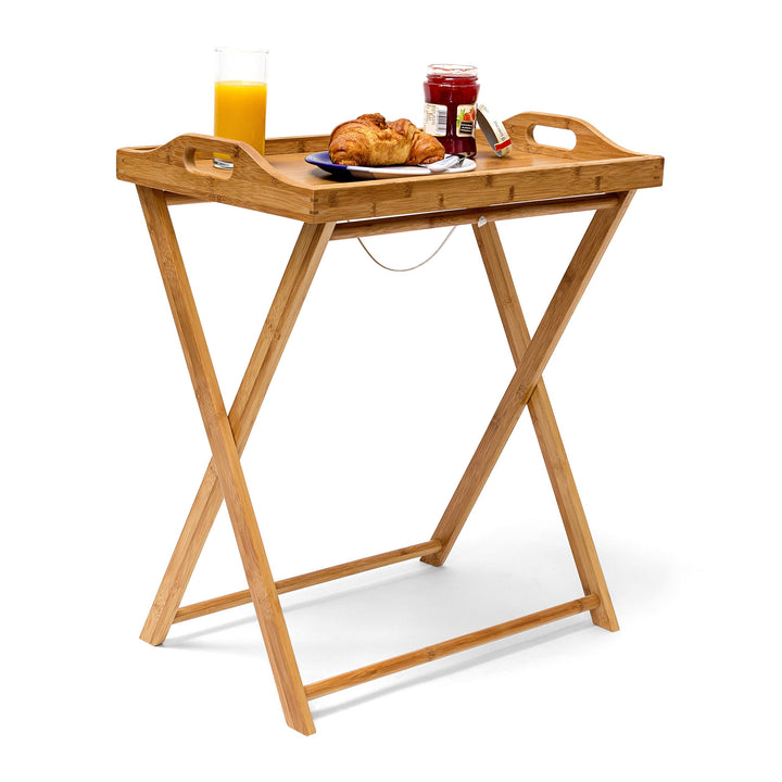 Relaxdays Tabletttisch, Natur, 63,5 x 55 x 35 cm Single