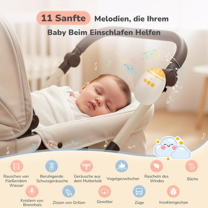 Kinderwagenschaukler, USB-C Einschlafhilfe Baby Wiederaufladbar, Stufenlos Einstellbar & Ultraleise