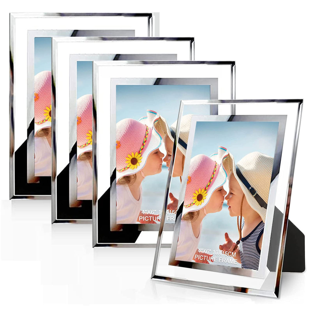 ASelected Bilderrahmen Glas 4er Set für Bilder 10x15 cm Glas Fotorahmen Photo Frame Glass Foto Rahme