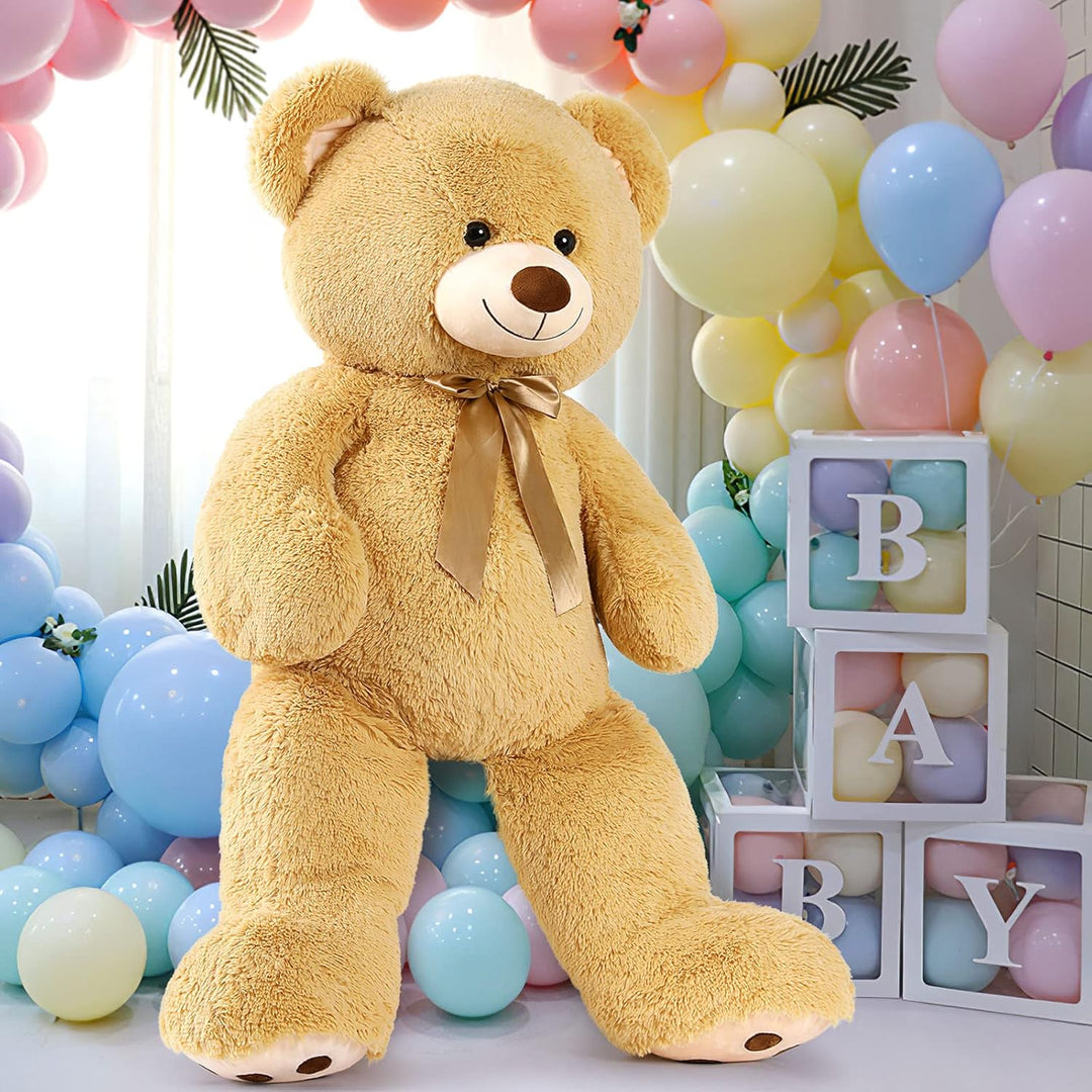 MorisMos Hellbraun Teddybär gross, 120cm Riesen Teddy Kuscheltier XXL, Weich Teddy Bär Stofftier Plü