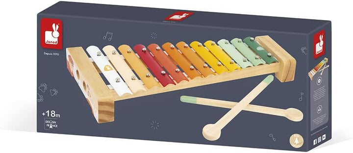 Janod - Xylophon aus Holz Sunshine - Rollenspielzeug und musikalische Früherziehung - Wasserfarbe -