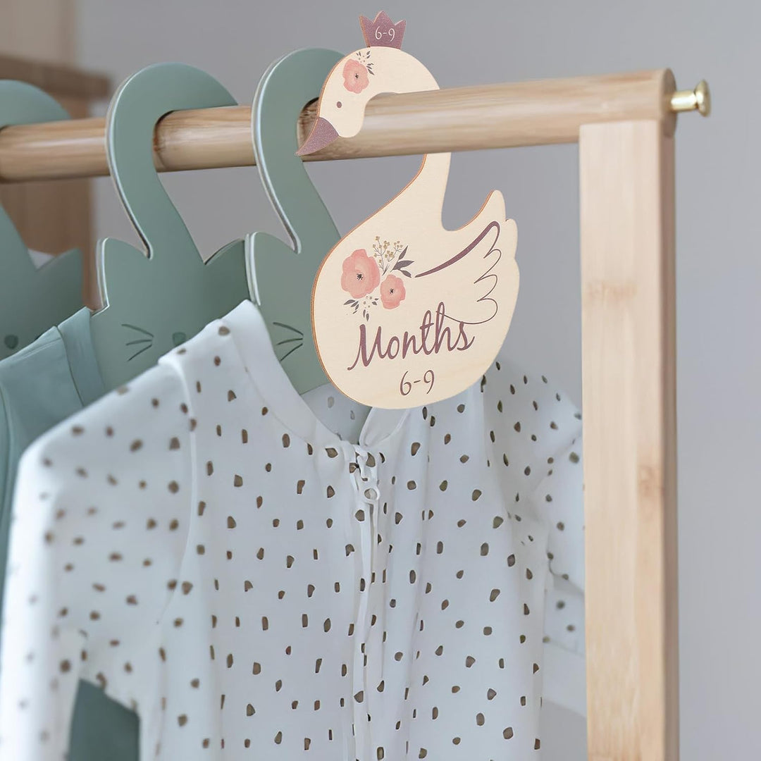 Yardwe 7 Stück Babykleiderschrank Trennwände Schwan Design mit UV Druck Eleganter Kleidertrenner für