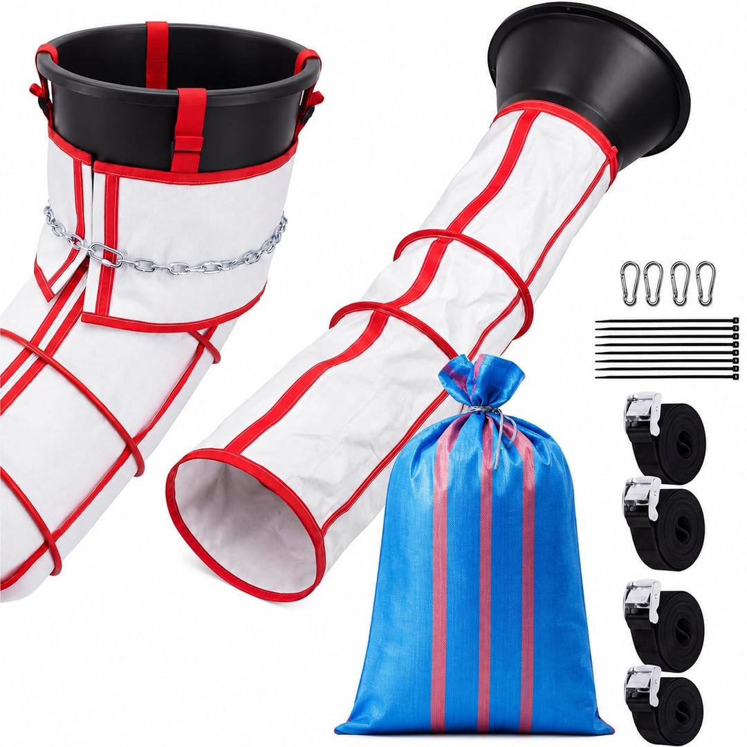 Flexible Schuttrutsche 6m | Bauschuttrutsche mit Einfülltrichter | Spanngurten &amp; 25x30kg Säcke, Robu