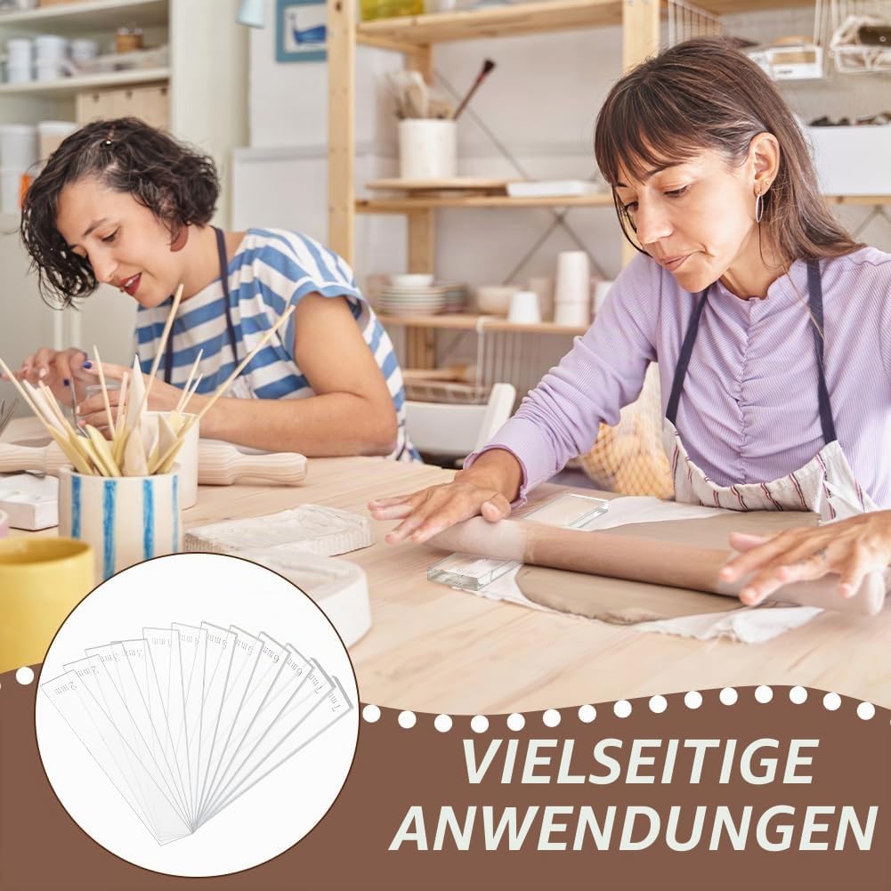 BENECREAT 12 Stück 6 Grössen Acryl Polymer Clay Tiefenführungsset, Verstellbare Ton-Nudelholzführung