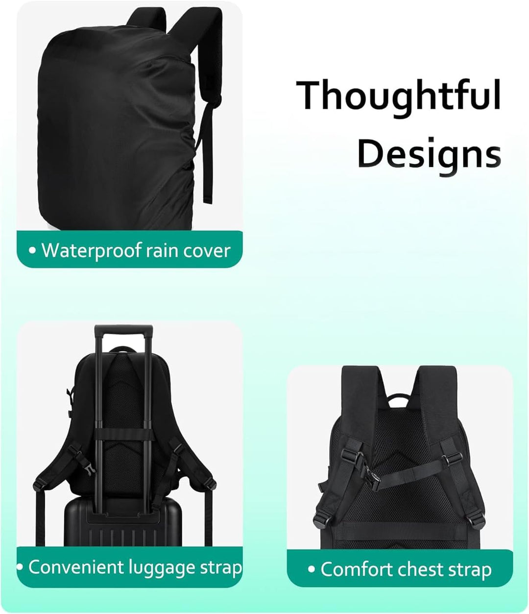 BAGSMART Kamerarucksack, DSLR SLR kameratasche Passend für 15,6-zoll Laptops, Wasserfeste Fotorucksa