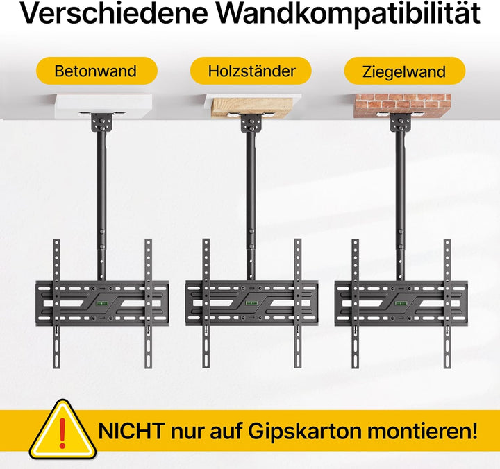monTEK TV Deckenhalterung Neigbar und Schwenkbar für die meisten 37-75 Zoll Fernseher, Fernsehhalter