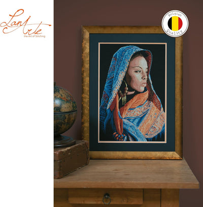 LANARTE PN Zählmusterpackung Afrikanische Frau aida Kreuzstichpackung, Baumwolle, Mehrfarbig, 32 x 4
