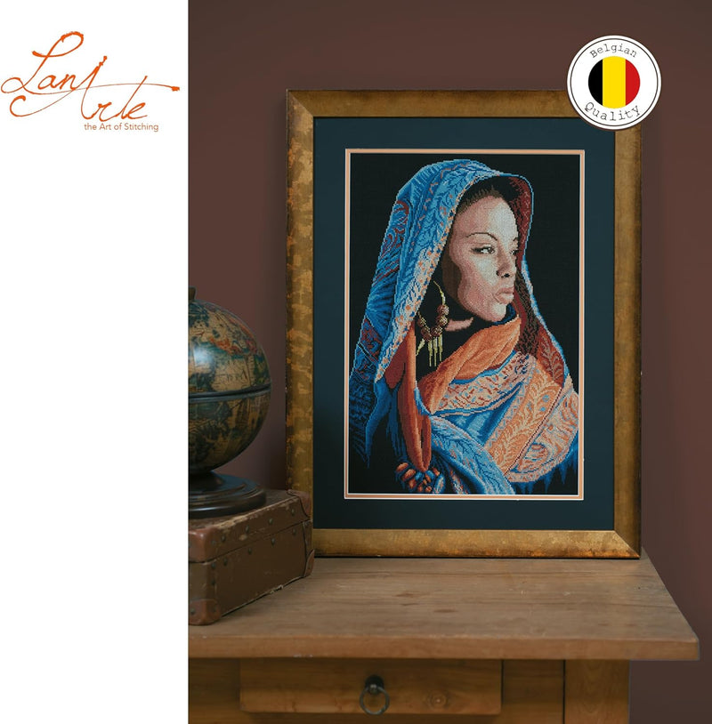 LANARTE PN Zählmusterpackung Afrikanische Frau aida Kreuzstichpackung, Baumwolle, Mehrfarbig, 32 x 4