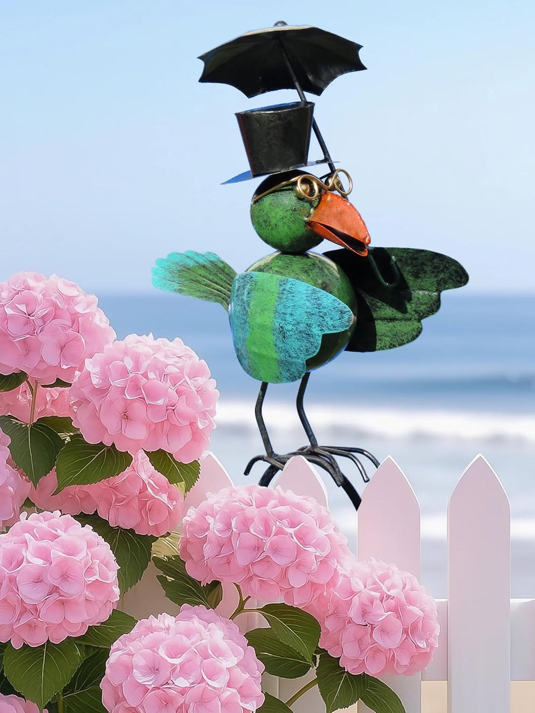 Pommerntraum ® | Regenmesser Niederschlagsmesser Pluviometer Vogel Regenschirm + Meisenknödelhalter