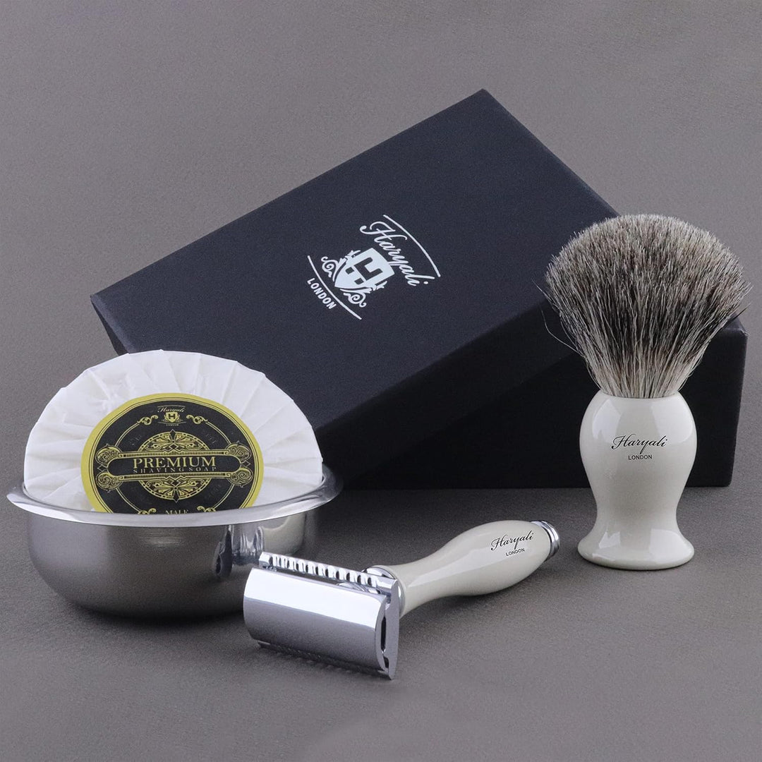 Haryali London Luxuriöses Rasierset Herren - Nassrasur Set mit Rasierpinsel, Rasierhobel, Rasierscha