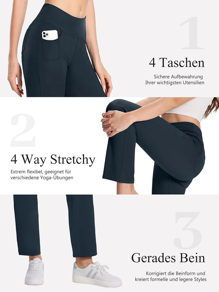MOVE BEYOND Hose Damen HIgh Waist Mit Geradem Bein Stretch Hose Damen Für Yoga Business Sport Outdoo