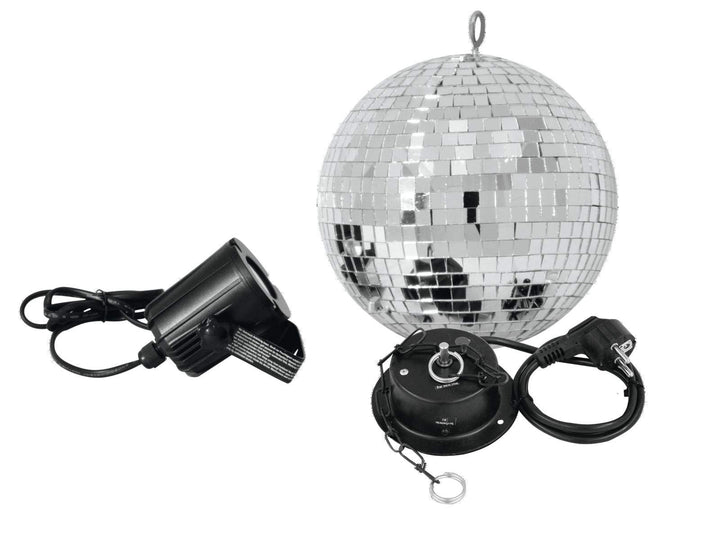 EUROLITE Spiegelkugelset 20cm mit LED Spot | Set bestehend aus Motor, Spiegelkugel, Kette und Pinspo