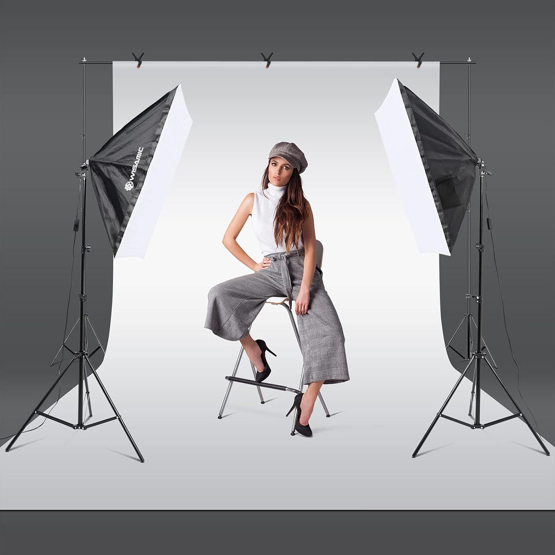 Wisamic Softbox Set Led Foto Fotostudio Stativ Licht Schirm Beleuchtung Kamera Fotografie dimmbar Li