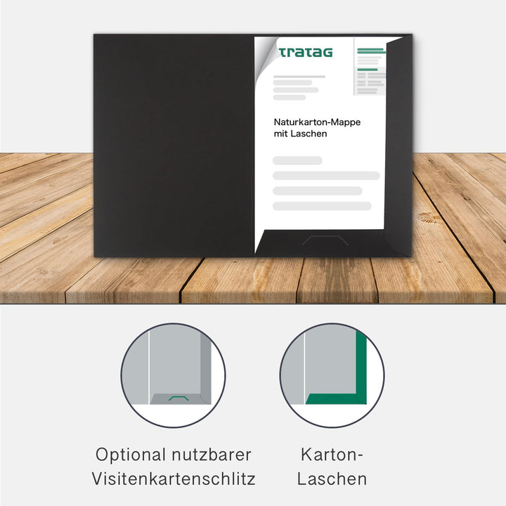 Präsentationsmappe A4 in Schwarz 20 Stück (wählbar) - erhältlich in 7 Farben - direkt vom Hersteller