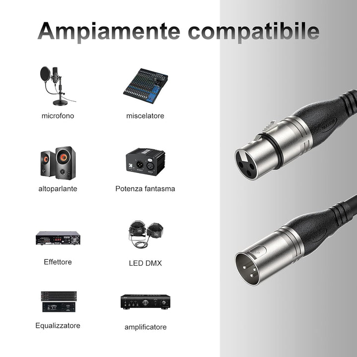 NUOSIYA XLR Kabel 10m 4 Farben, 3-Pin XLR Stecker auf Buchse Mikrofonkabel für Mikrofon, Verstärker,