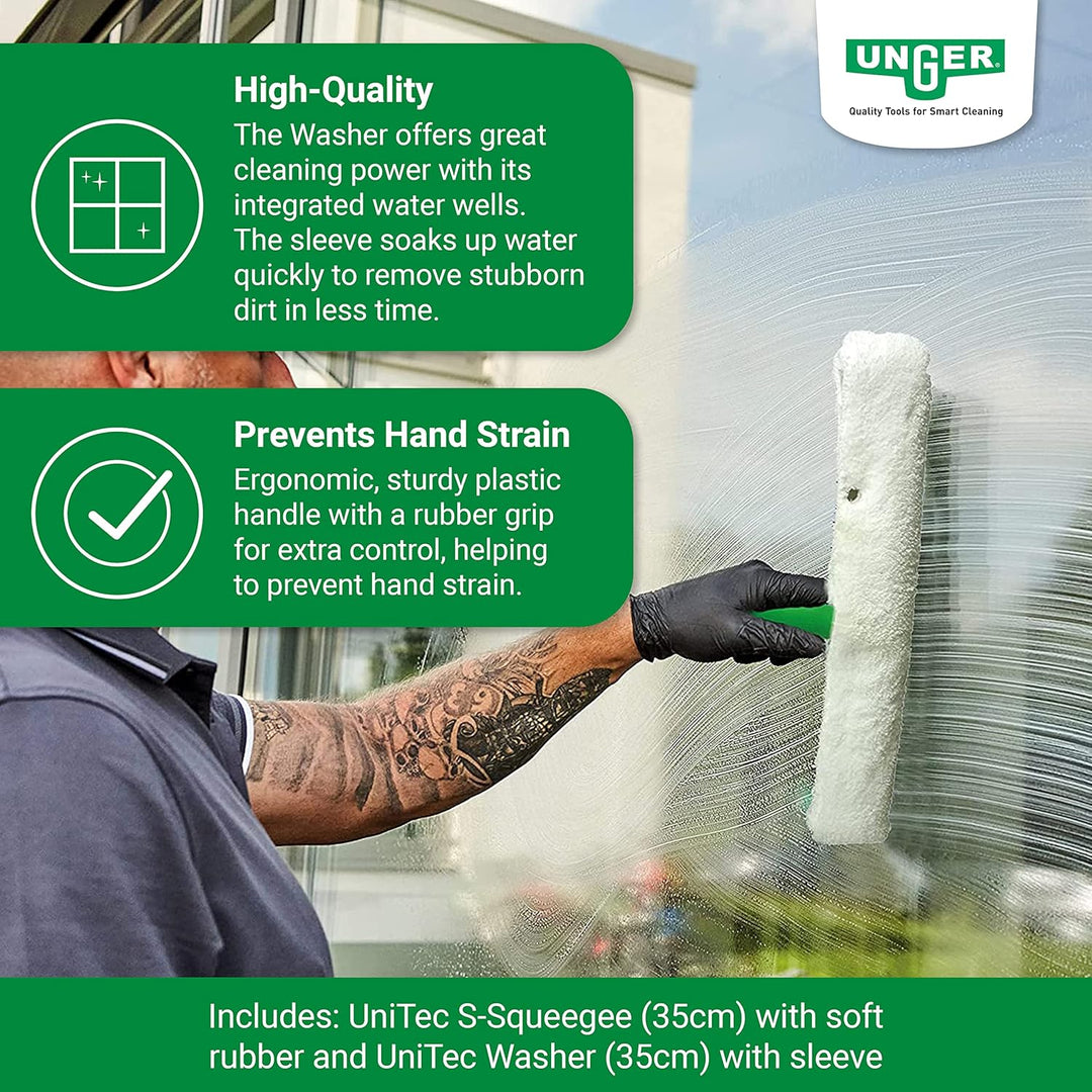 UNGER PRO Fensterreinigungs Starter-Set 2in1 (inkl. Fensterwischer + Einwascher, für professionelle
