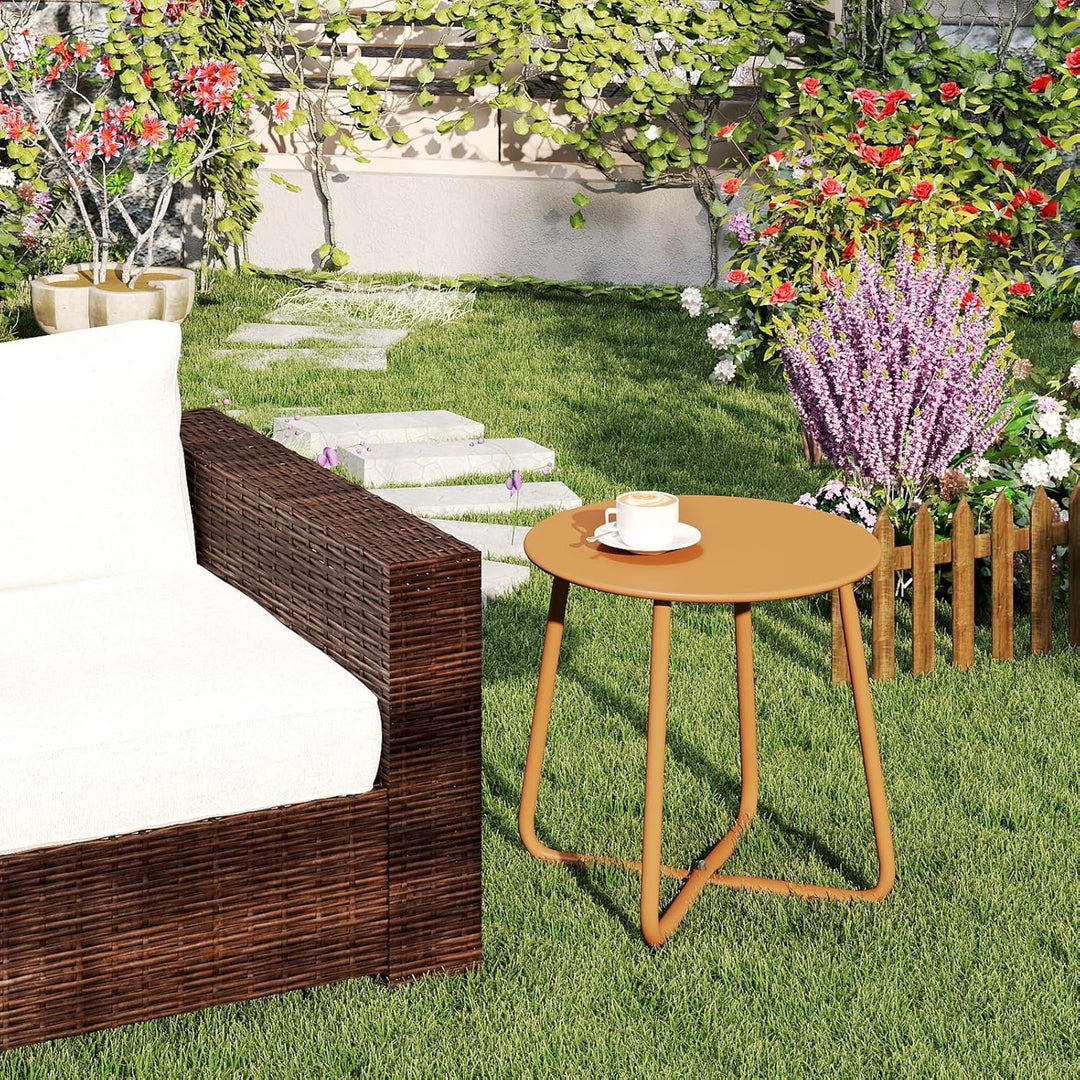 HollyHOME Beistelltisch Outdoor Balkontisch, Runder Gartentisch Kleiner Beistelltisch Kaffeetische N